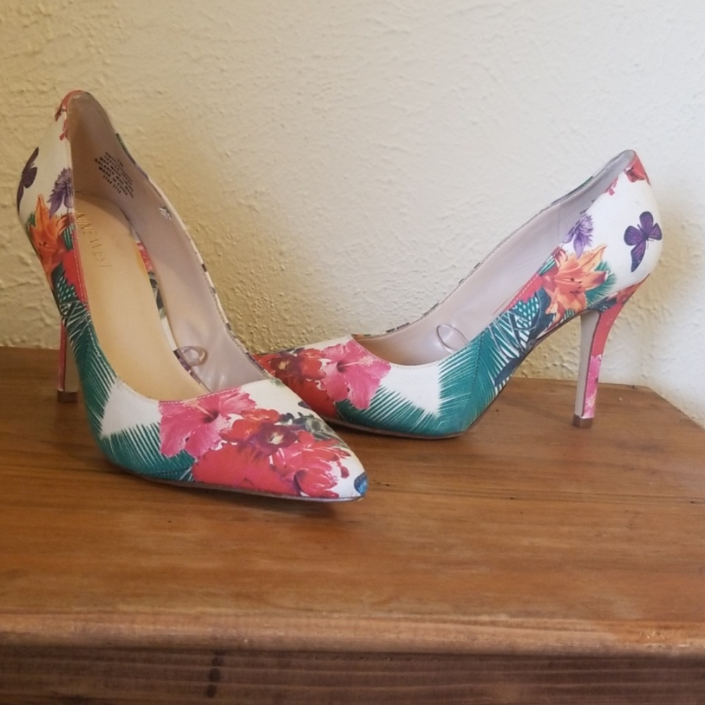 Nine West floral heels
